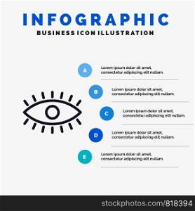 Eye, Eyes, Watch, Design Line icon with 5 steps presentation infographics Background
