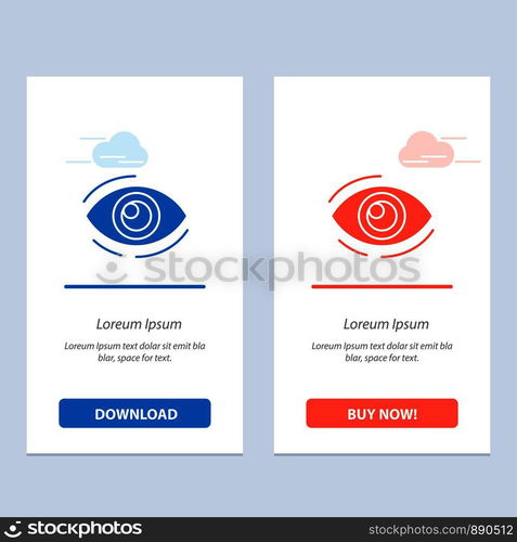 Eye, Find, Look, Looking, Search, See, View Blue and Red Download and Buy Now web Widget Card Template