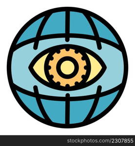 Eye globe icon. Outline eye globe vector icon color flat isolated. Eye globe icon color outline vector