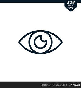 Eye icon collection in outlined or line art style, editable stroke vector