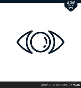 Eye icon collection in outlined or line art style, editable stroke vector