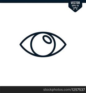 Eye icon collection in outlined or line art style, editable stroke vector