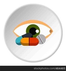 Eye icon in flat circle isolated vector illustration for web. Eye icon circle