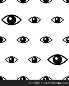 Eye Icon Seamless Pattern, Human Eye Icon, Visual System Organ Vector Art Illustration
