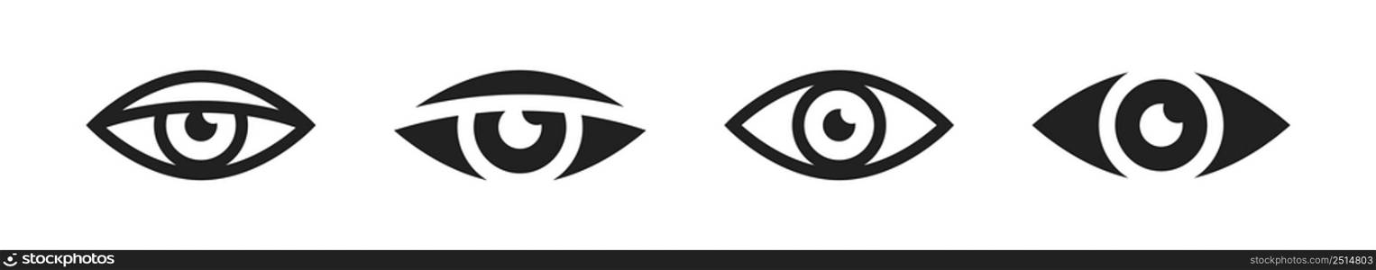 Eye icon set. Vector isolated illustration. Eyes symbol collection. EPS 10.. Eye icon set. Vector isolated illustration. Eyes symbol collection.