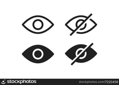 Eye icon set. View line concept symbol. Vision outline sign, look and see vector illustration in flat style.