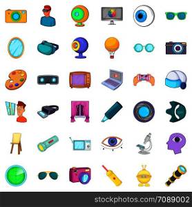Eye icons set. Cartoon style of 36 eye vector icons for web isolated on white background. Eye icons set, cartoon style