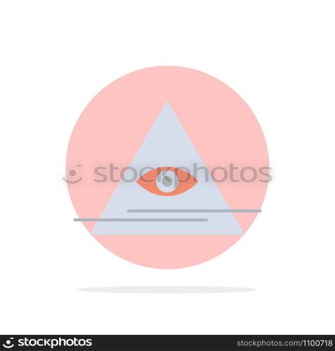 Eye, Illuminati, Pyramid, Triangle Abstract Circle Background Flat color Icon