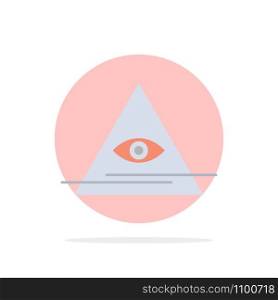 Eye, Illuminati, Pyramid, Triangle Abstract Circle Background Flat color Icon