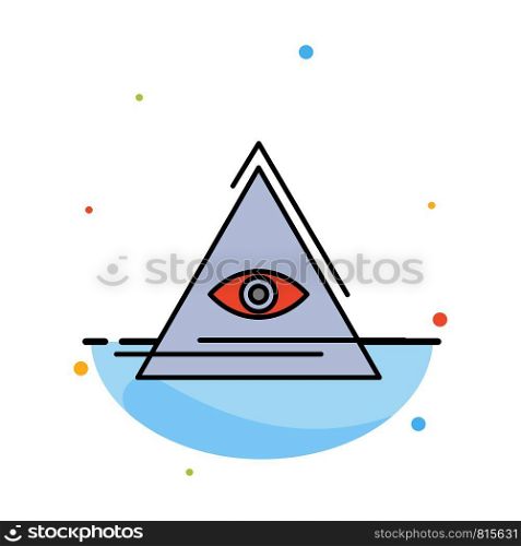 Eye, Illuminati, Pyramid, Triangle Abstract Flat Color Icon Template