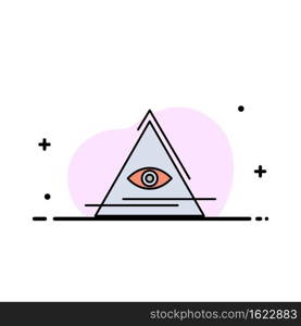 Eye, Illuminati, Pyramid, Triangle  Business Flat Line Filled Icon Vector Banner Template
