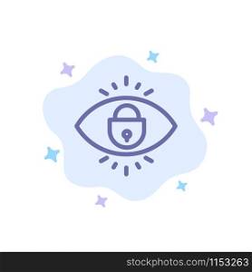 Eye, Internet, Security, Lock Blue Icon on Abstract Cloud Background