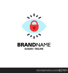 Eye, Internet, Security, Lock Business Logo Template. Flat Color