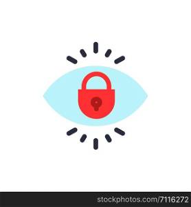 Eye, Internet, Security, Lock Flat Color Icon. Vector icon banner Template