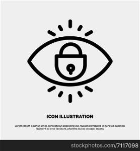 Eye, Internet, Security, Lock Line Icon Vector