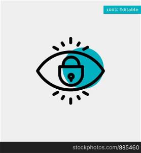 Eye, Internet, Security, Lock turquoise highlight circle point Vector icon