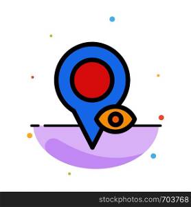 Eye, Location, Map, Pointer Abstract Flat Color Icon Template