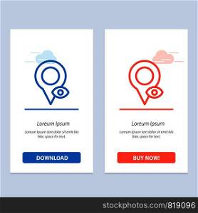 Eye, Location, Map, Pointer Blue and Red Download and Buy Now web Widget Card Template