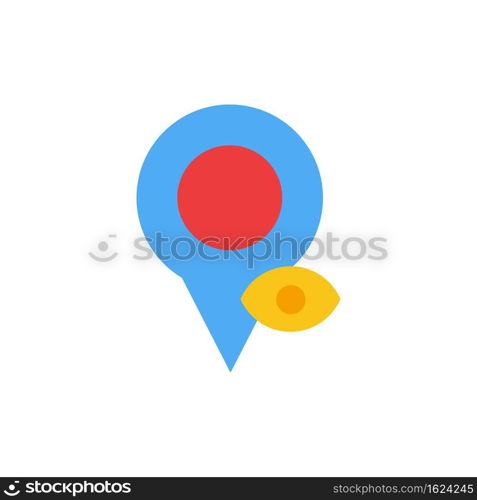 Eye, Location, Map, Pointer  Flat Color Icon. Vector icon banner Template