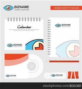 Eye Logo, Calendar Template, CD Cover, Diary and USB Brand Stationary Package Design Vector Template