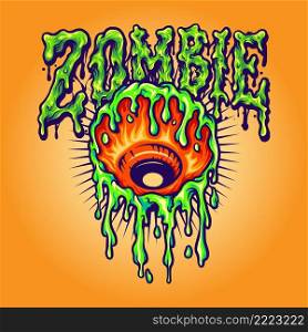 Eye Melt Zombie Vector illustrations for your work Logo, mascot merchandise t-shirt, stickers and Label designs, poster, greeting cards advertising business company or brands.