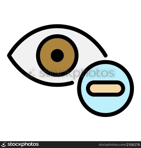 Eye minus icon. Outline eye minus vector icon color flat isolated. Eye minus icon color outline vector