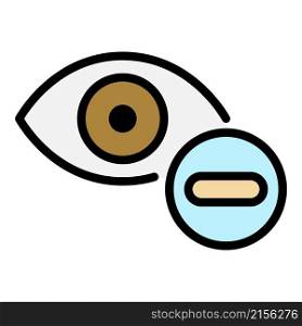 Eye minus icon. Outline eye minus vector icon color flat isolated. Eye minus icon color outline vector