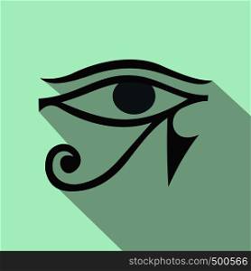 Eye of Horus icon in flat style on a light blue background . Eye of Horus icon, flat style