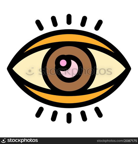 Eye perception icon. Outline eye perception vector icon color flat isolated. Eye perception icon color outline vector