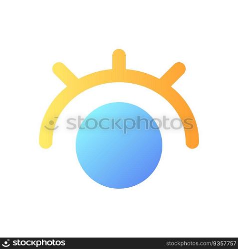 Eye pixel perfect flat gradient color ui icon. Views amount. Seen message. Messenger and social media. Simple filled pictogram. GUI, UX design for mobile application. Vector isolated RGB illustration. Eye pixel perfect flat gradient color ui icon