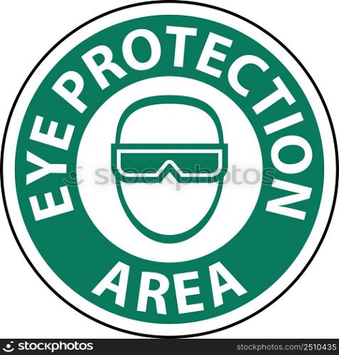 Eye Protection Area Floor Sign On White Background
