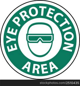 Eye Protection Area Floor Sign On White Background