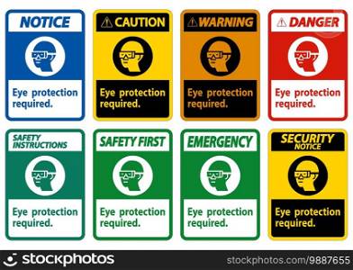 Eye Protection Required Symbol Sign Isolate on White Background 