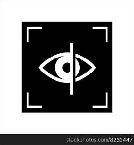 Eye Scan Icon, Retina Iris Scan Verification Vector Art Illustration