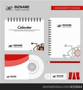 Eye setting Logo, Calendar Template, CD Cover, Diary and USB Brand Stationary Package Design Vector Template