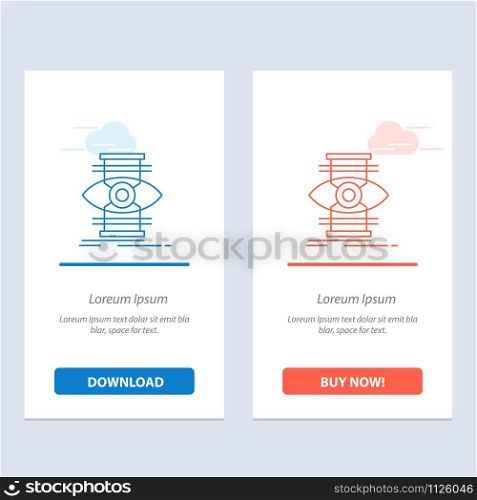 Eye, Success, Focus, Optimize Blue and Red Download and Buy Now web Widget Card Template