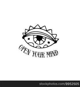 Eye t-shirt print with phrase - open your mind. Eye t-shirt print with phrase - open your mind.