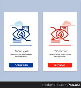 Eye, Tap, Eye tap, Technology Blue and Red Download and Buy Now web Widget Card Template