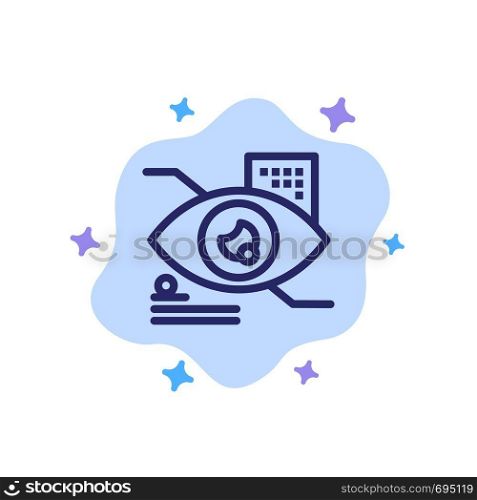 Eye, Tap, Eye tap, Technology Blue Icon on Abstract Cloud Background