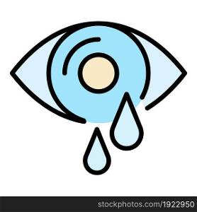 Eye tears icon. Outline eye tears vector icon color flat isolated on white. Eye tears icon color outline vector
