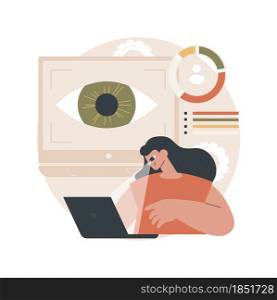 Eye tracking technology abstract concept vector illustration. Eye movement catching technology, gaze tracking, position sensor, innovative marketing, motion analyzing software abstract metaphor.. Eye tracking technology abstract concept vector illustration.