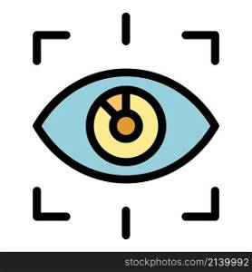 Eye unlock icon. Outline eye unlock vector icon color flat isolated. Eye unlock icon color outline vector