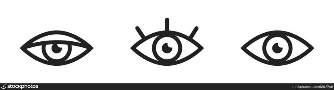 Eye vector icon set. Eyes symbol collection.