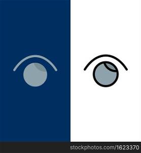 Eye, View, Watch, Twitter  Icons. Flat and Line Filled Icon Set Vector Blue Background