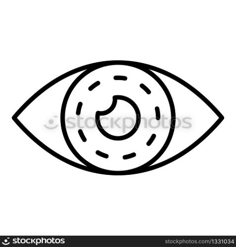 Eye with contact lens icon. Outline eye with contact lens vector icon for web design isolated on white background. Eye with contact lens icon, outline style