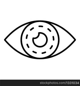 Eye with contact lens icon. Outline eye with contact lens vector icon for web design isolated on white background. Eye with contact lens icon, outline style