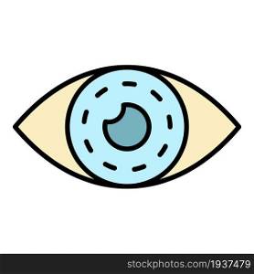Eye with contact lens icon. Outline eye with contact lens vector icon color flat isolated. Eye with contact lens icon color outline vector