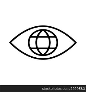 Eye With Globe Icon Vector.