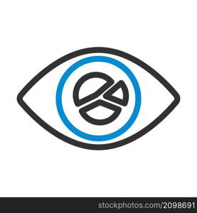 Eye With Market Chart Inside Pupil Icon. Editable Bold Outline With Color Fill Design. Vector Illustration.