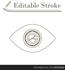 Eye With Market Chart Inside Pupil Icon. Editable Stroke Simple Design. Vector Illustration.